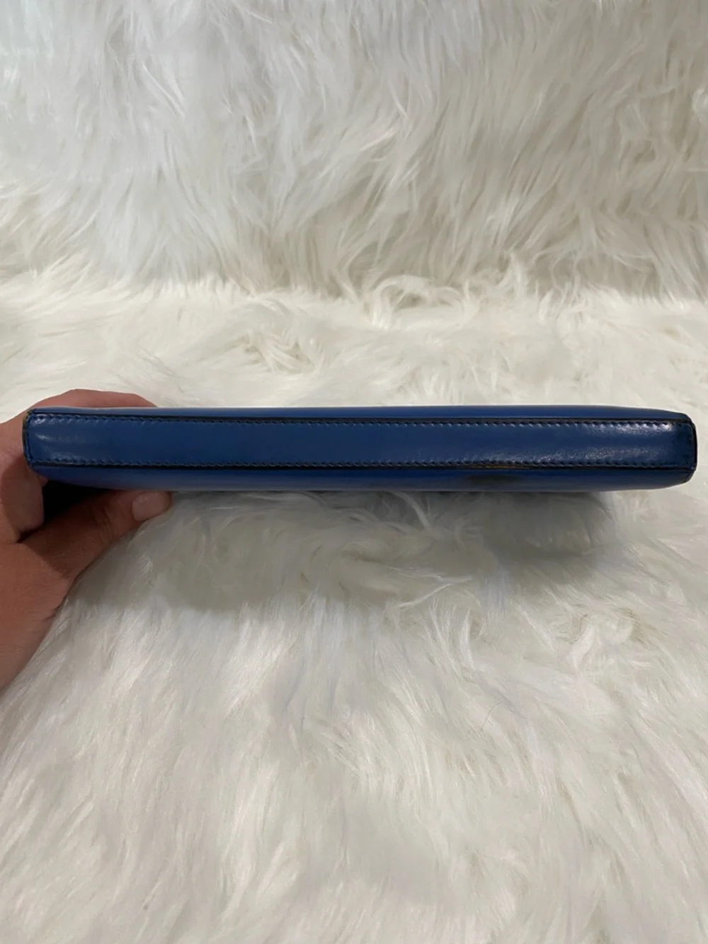 Saint Laurent Cobalt Blue Smooth Leather Zip-Around Wallet - Picture 7 of 9